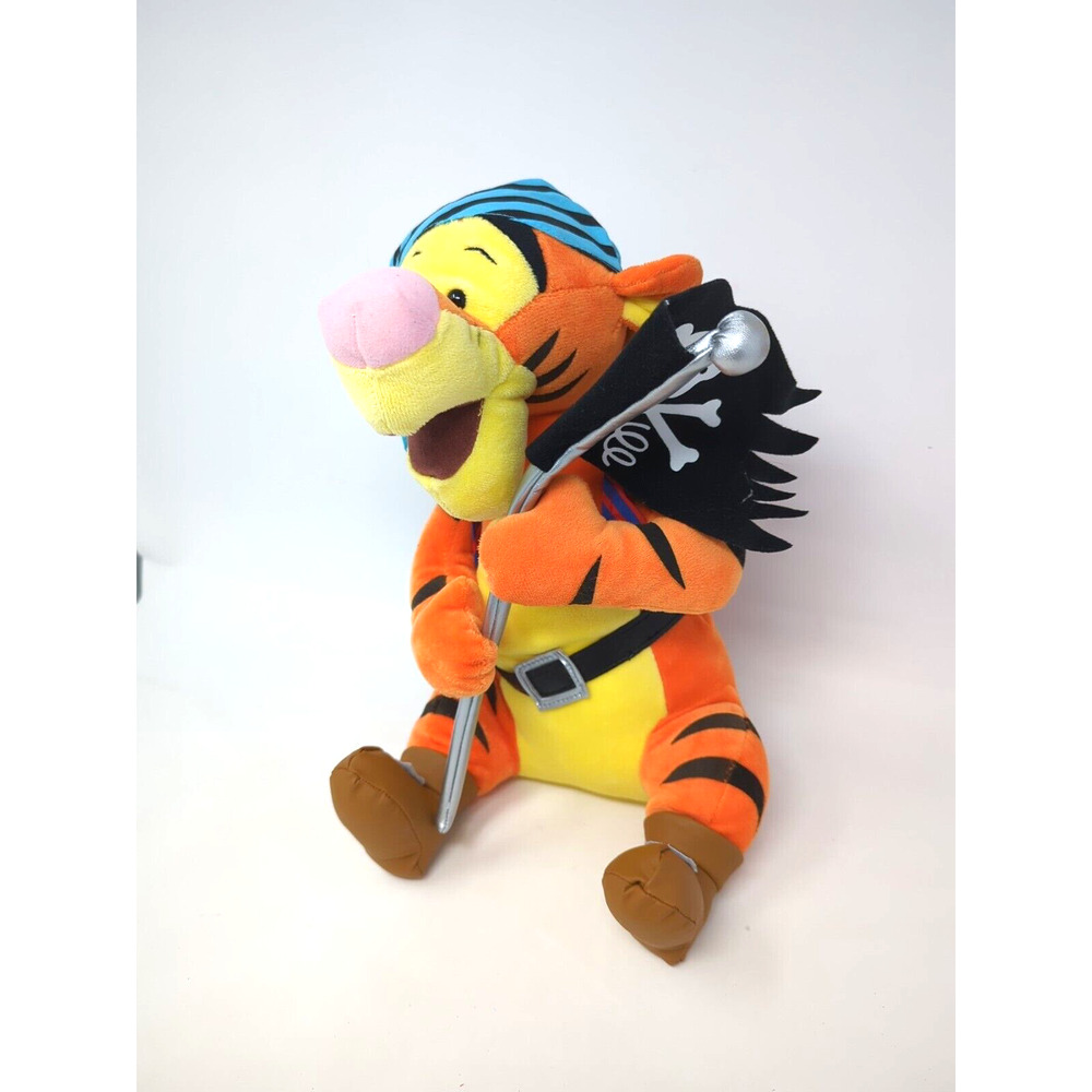 Rare Disney Store Pirate Tigger Medium Plush Stuffed Animal Winnie Pooh Flag
